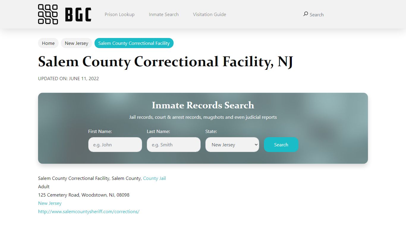 Salem County Correctional Facility, NJ Inmate Search ...